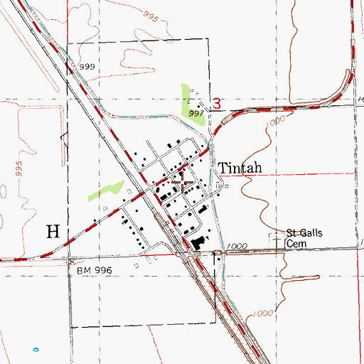 Topographic Map of City of Tintah, MN