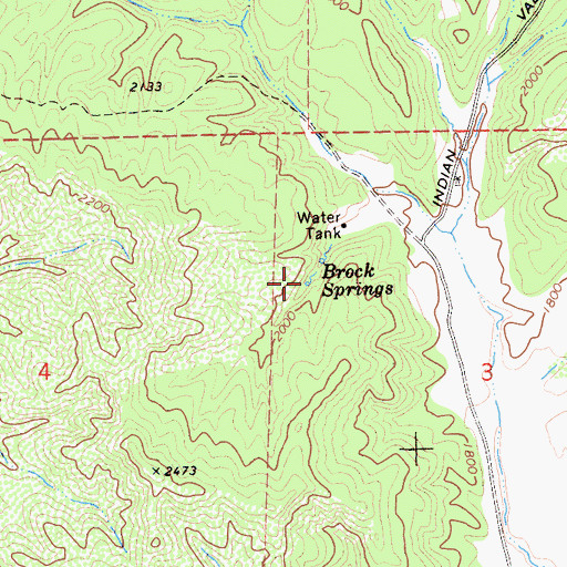 Topographic Map of Brock Springs, CA