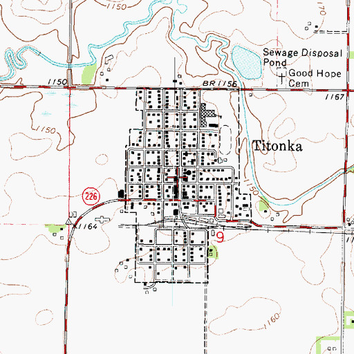 Topographic Map of City of Titonka, IA