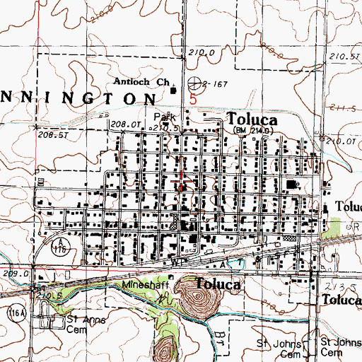 Topographic Map of City of Toluca, IL