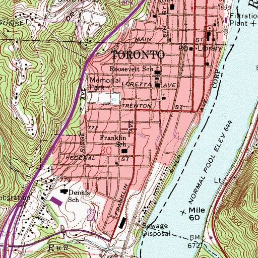 Topographic Map of City of Toronto, OH