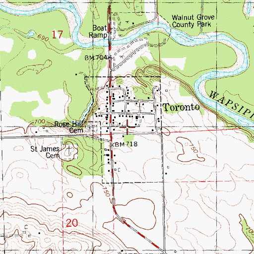 Topographic Map of City of Toronto, IA