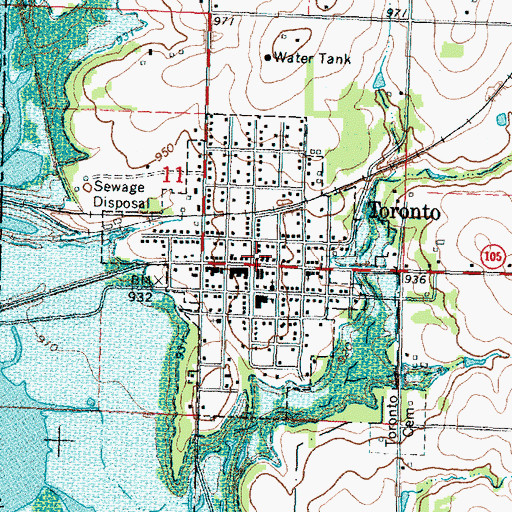 Topographic Map of City of Toronto, KS