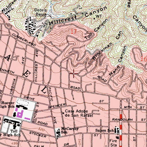 Topographic Map of Brockman Canyon, CA