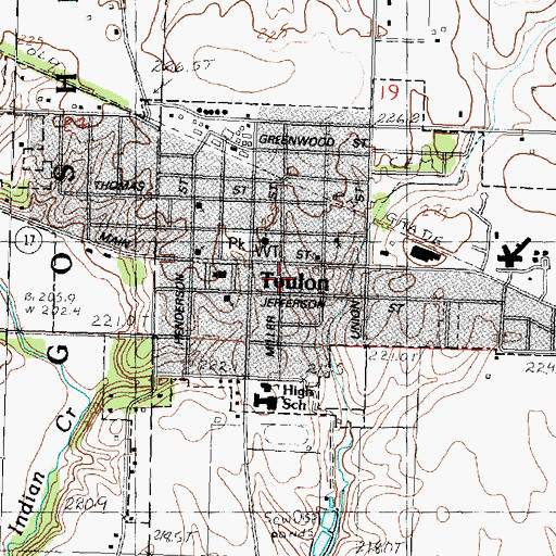 Topographic Map of City of Toulon, IL
