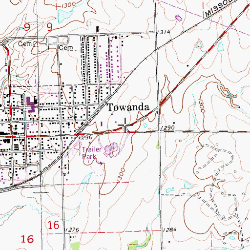 Topographic Map of City of Towanda, KS