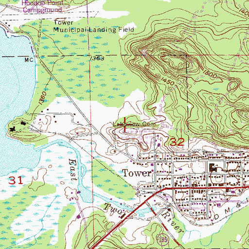 Topographic Map of City of Tower, MN