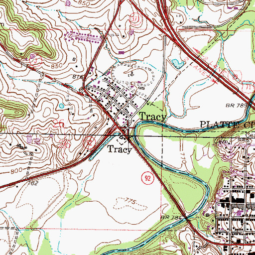 Topographic Map of City of Tracy, MO