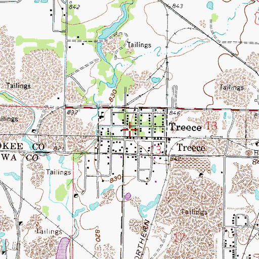 Topographic Map of City of Treece, KS