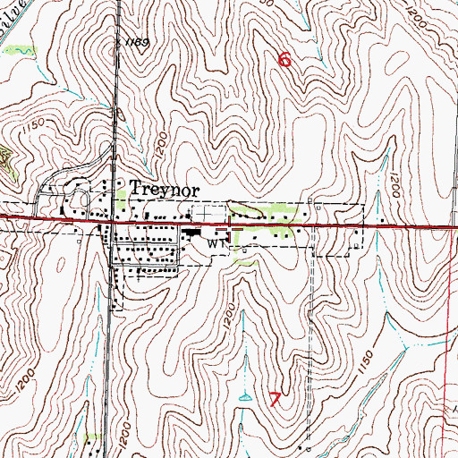 Topographic Map of City of Treynor, IA