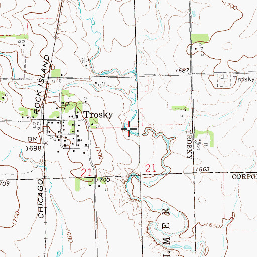 Topographic Map of City of Trosky, MN