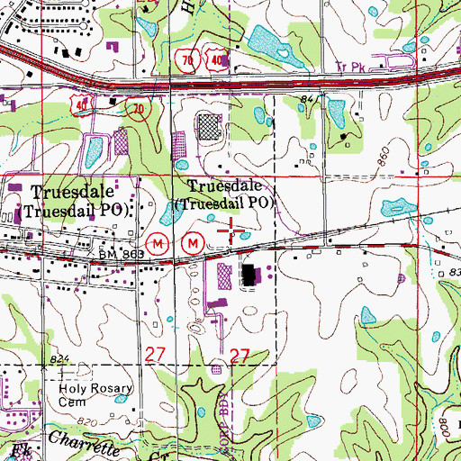 Topographic Map of City of Truesdale, MO