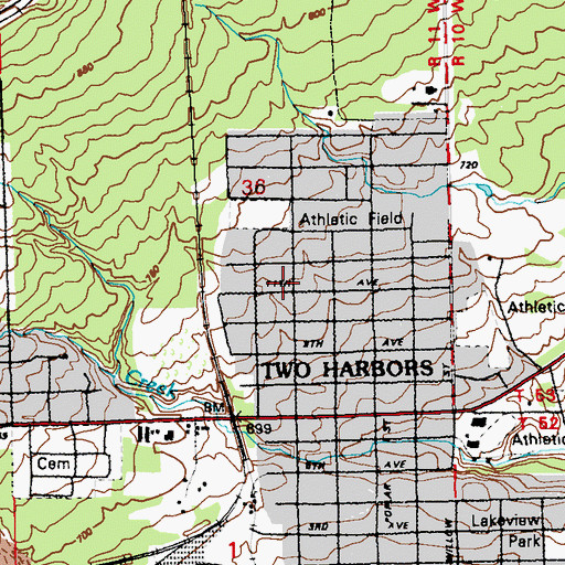Topographic Map of City of Two Harbors, MN