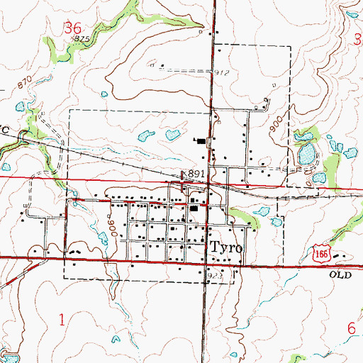 Topographic Map of City of Tyro, KS
