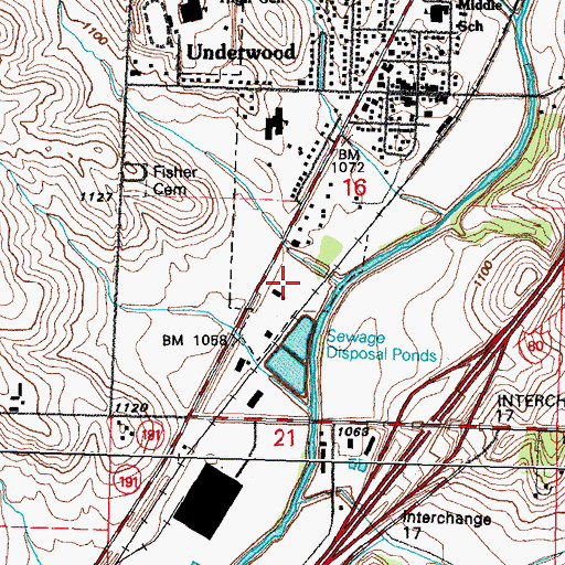 Topographic Map of City of Underwood, IA