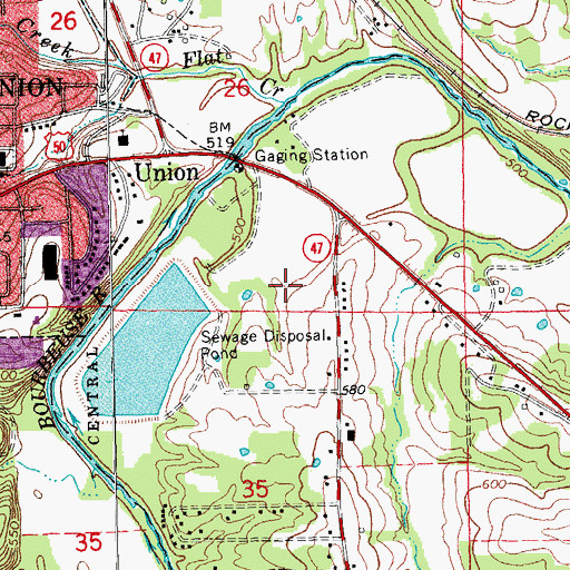 Topographic Map of City of Union, MO