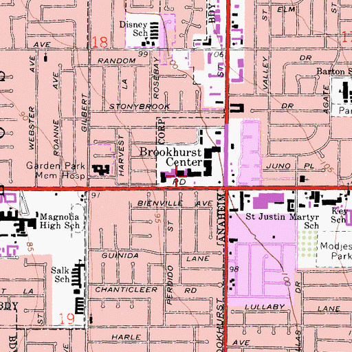 Topographic Map of Brookhurst Center, CA