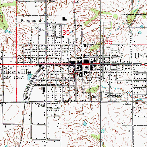 Topographic Map of City of Unionville, MO
