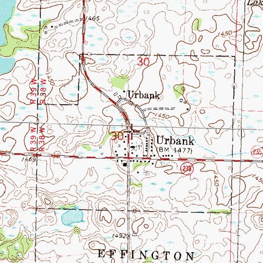 Topographic Map of City of Urbank, MN