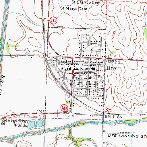 Topographic Map of City of Ute, IA