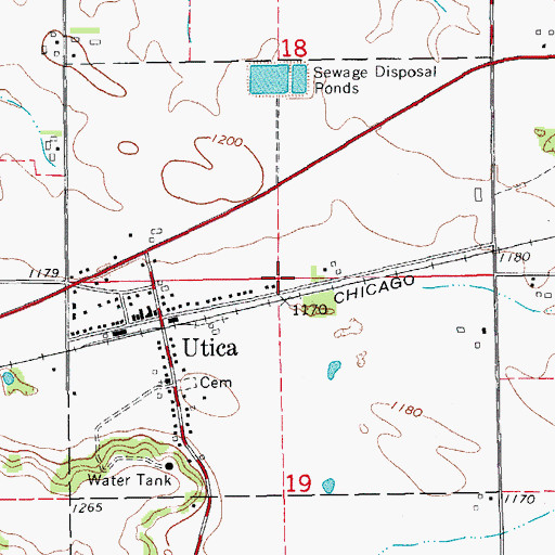 Topographic Map of City of Utica, MN