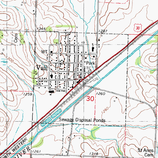 Topographic Map of City of Vail, IA