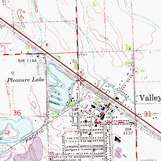 Topographic Map of City of Valley, NE