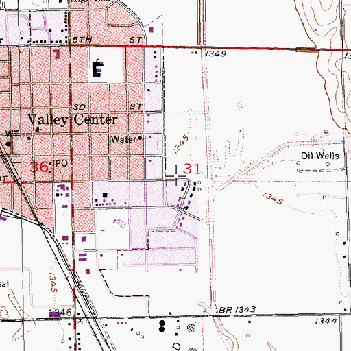 Topographic Map of City of Valley Center, KS