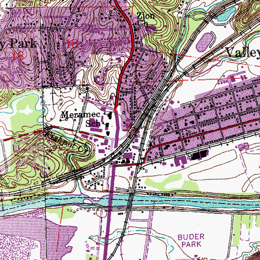 Topographic Map of City of Valley Park, MO