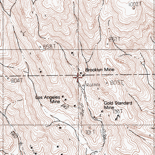 Topographic Map of Brooklyn Mine, CA