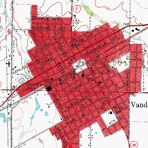 Topographic Map of City of Vandalia, MO