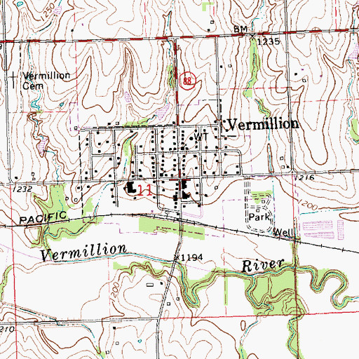 Topographic Map of City of Vermillion, KS