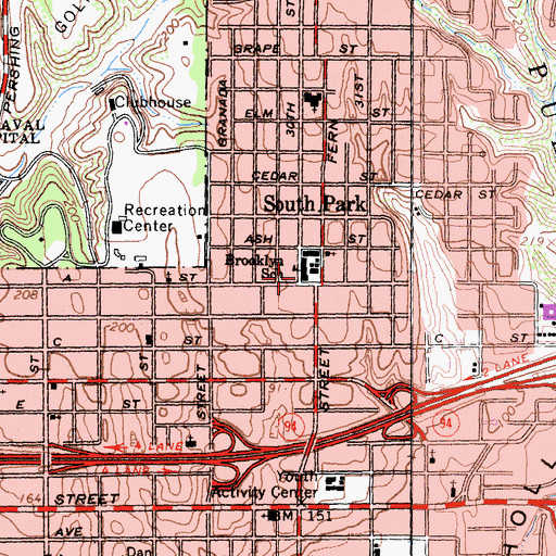 Topographic Map of Brooklyn Elementary School, CA