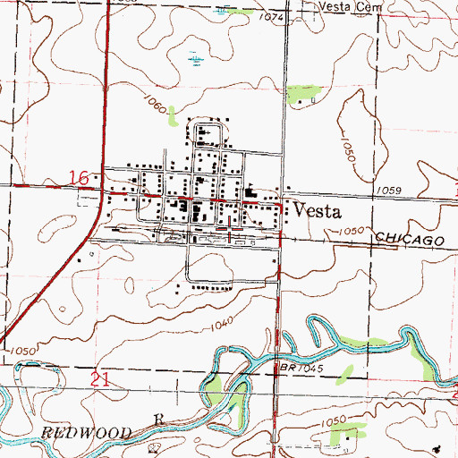 Topographic Map of City of Vesta, MN