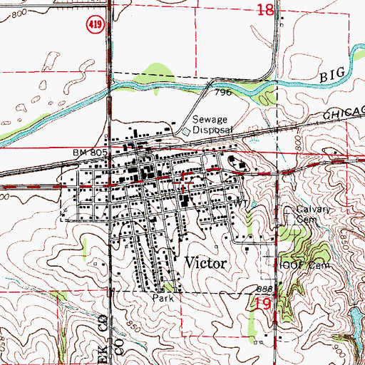 Topographic Map of City of Victor, IA