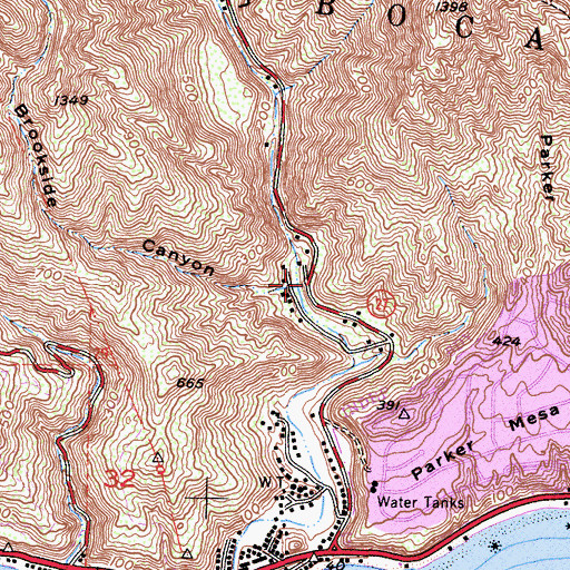 Topographic Map of Brookside Canyon, CA