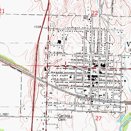 Topographic Map of City of Villisca, IA