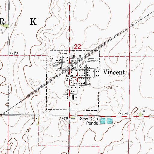 Topographic Map of City of Vincent, IA