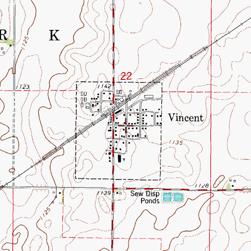 Topographic Map of City of Vincent, IA