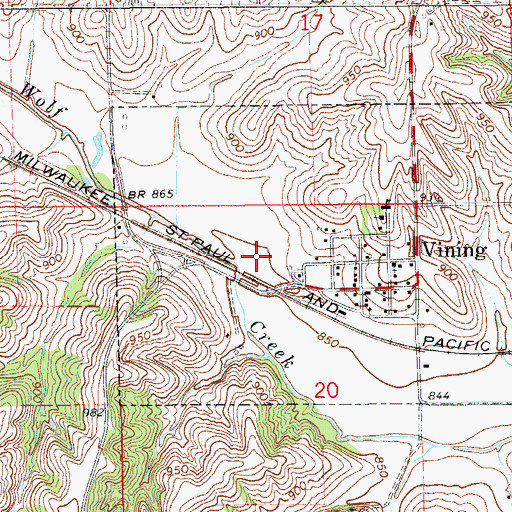 Topographic Map of City of Vining, IA