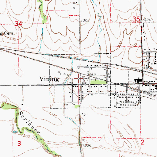 Topographic Map of City of Vining, KS