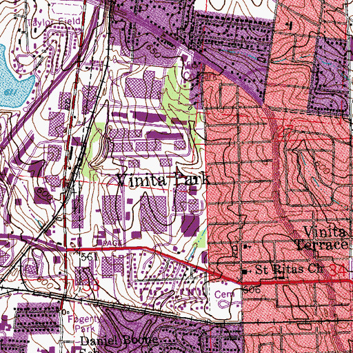 Topographic Map of City of Vinita Park, MO
