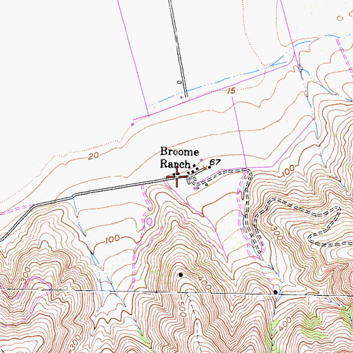 Topographic Map of Broome Ranch, CA