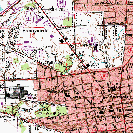 Topographic Map of City of Wabash, IN