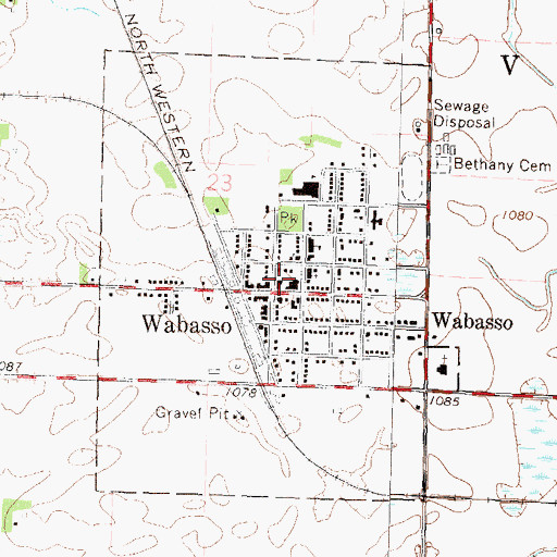 Topographic Map of City of Wabasso, MN