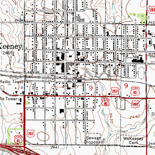 Topographic Map of City of WaKeeney, KS