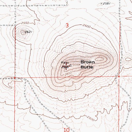 Topographic Map of Brown Butte, CA