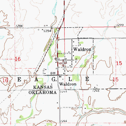 Topographic Map of City of Waldron, KS