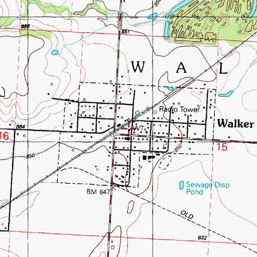 Topographic Map of City of Walker, MO