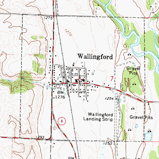 Topographic Map of City of Wallingford, IA